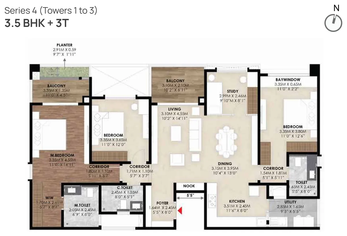 Mana Skanda The Right Life Phase 1 3.5 BHK floor plan - 2,153 sq ft
