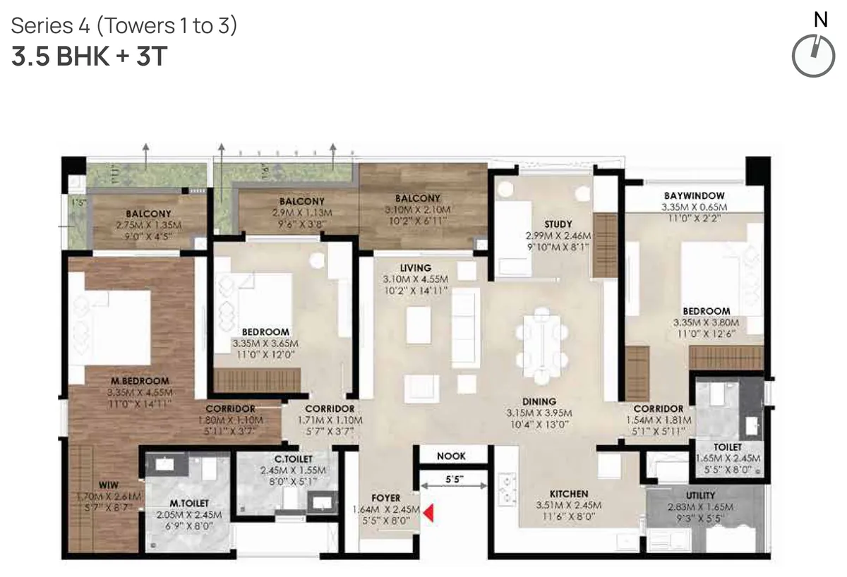 Mana Skanda The Right Life Phase 1 3.5 BHK floor plan - 2,244 sq ft